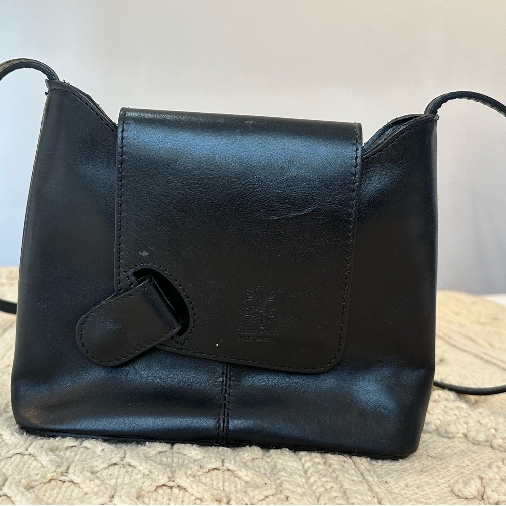 Vera Pelle vintage leather black bag made in Italy